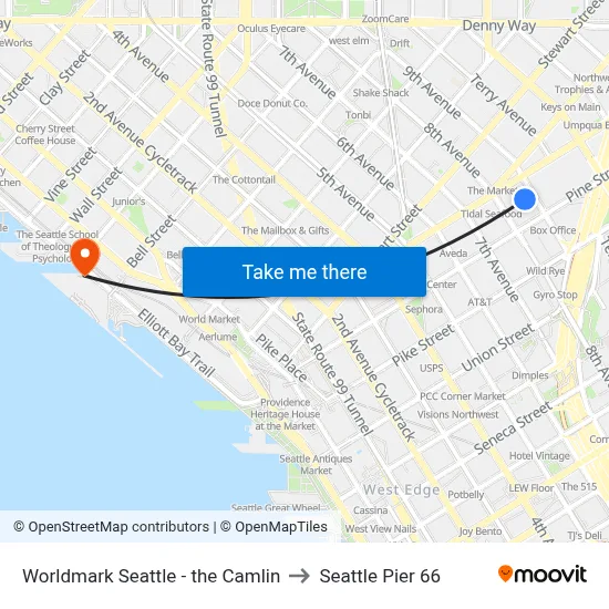 Worldmark Seattle - the Camlin to Seattle Pier 66 map