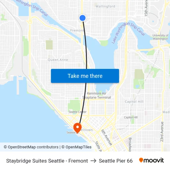 Staybridge Suites Seattle - Fremont to Seattle Pier 66 map