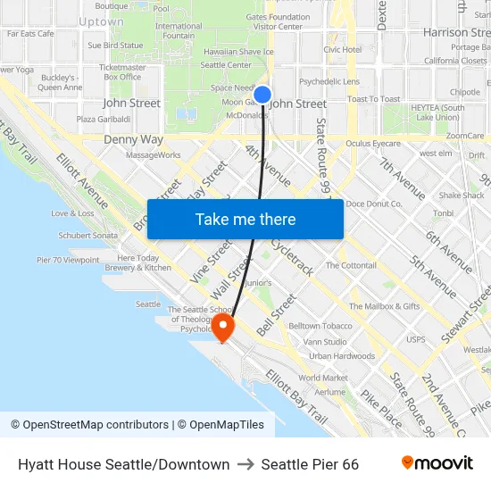 Hyatt House Seattle/Downtown to Seattle Pier 66 map