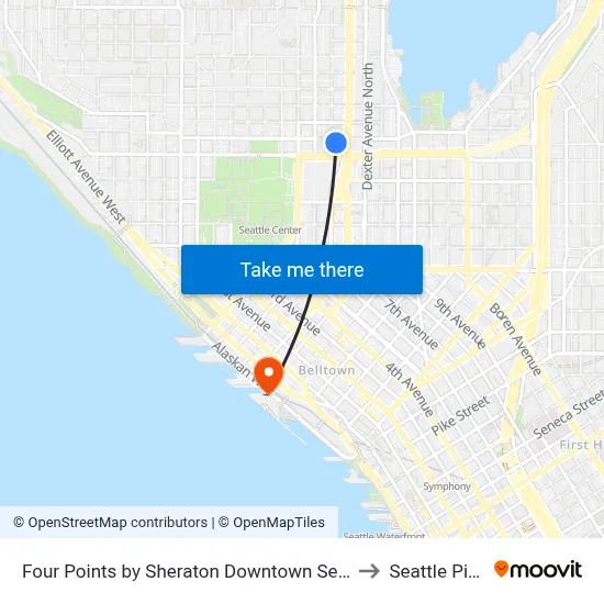 Four Points by Sheraton Downtown Seattle Center to Seattle Pier 66 map