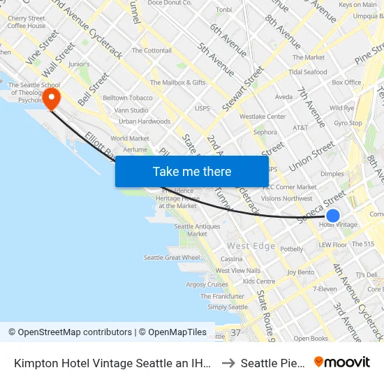 Kimpton Hotel Vintage Seattle an IHG Hotel to Seattle Pier 66 map