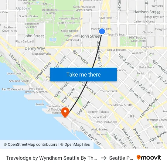 Travelodge by Wyndham Seattle By The Space Needle to Seattle Pier 66 map