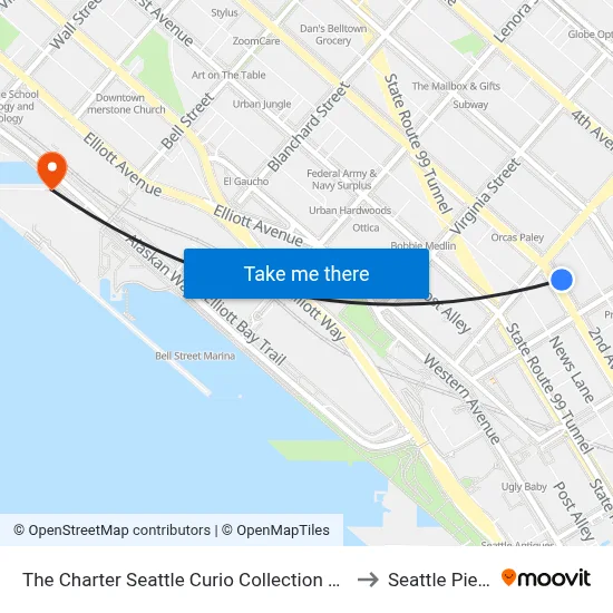 The Charter Seattle Curio Collection By Hilton to Seattle Pier 66 map