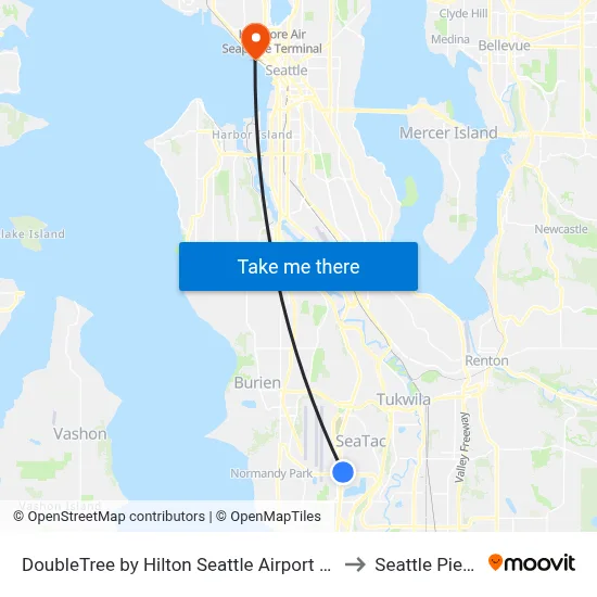 DoubleTree by Hilton Seattle Airport SeaTac to Seattle Pier 66 map