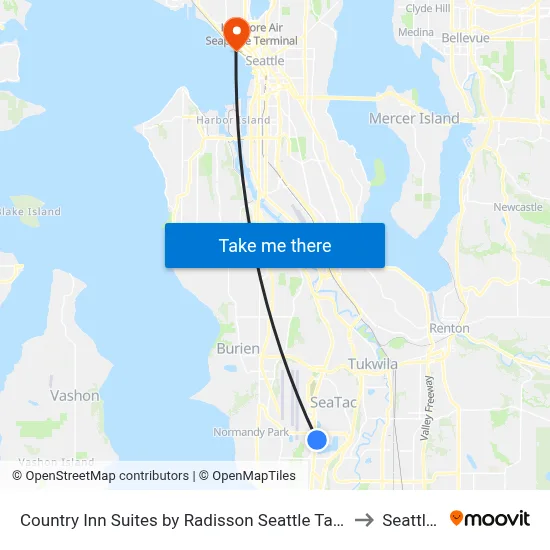 Country Inn Suites by Radisson Seattle Tacoma International Airport WA SeaTac to Seattle Pier 66 map