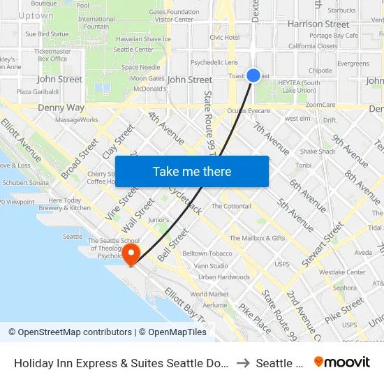 Holiday Inn Express & Suites Seattle Downtown - Lake Union to Seattle Pier 66 map