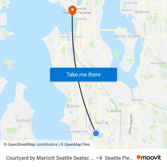 Courtyard by Marriott Seattle Seatac Airport to Seattle Pier 66 map