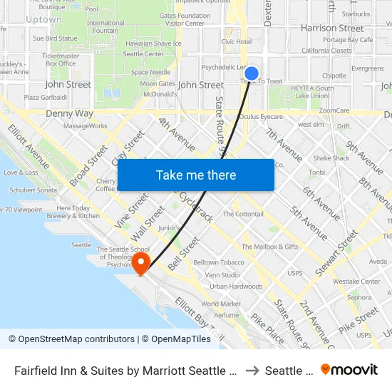 Fairfield Inn & Suites by Marriott Seattle Downtown/Seattle Center to Seattle Pier 66 map