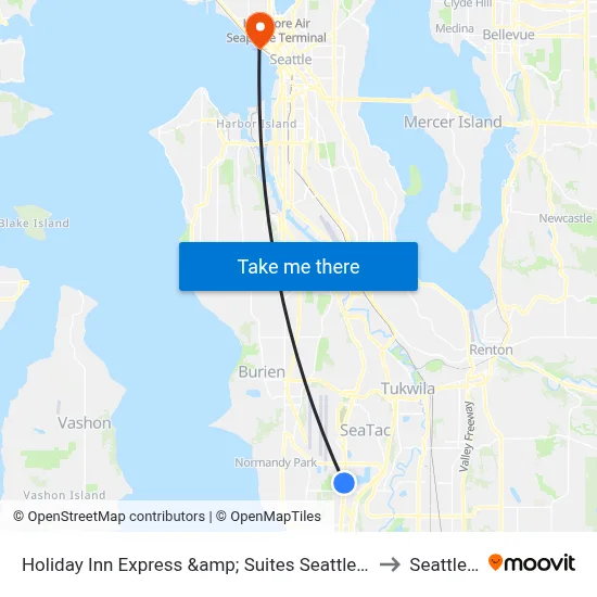 Holiday Inn Express &amp; Suites Seattle-Sea-Tac Airport by IHG, SeaTac to Seattle Pier 66 map