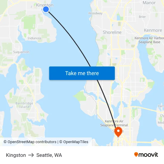 Kingston to Seattle, WA map