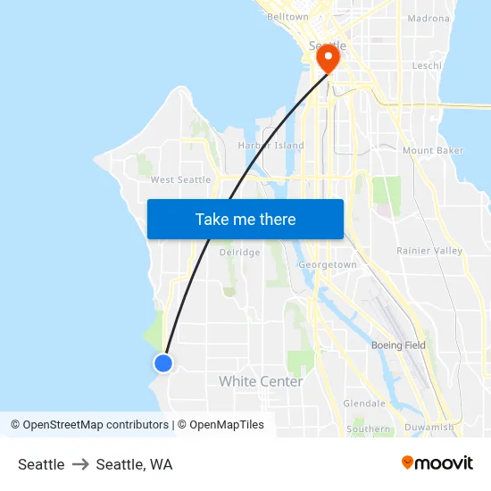 Seattle to Seattle, WA map