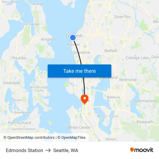 Edmonds Station to Seattle, WA map