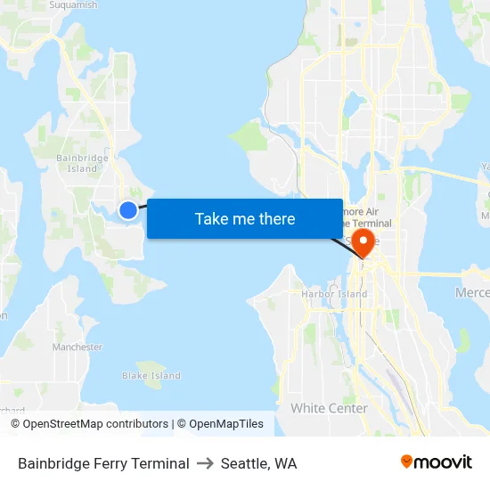 Bainbridge Ferry Terminal to Seattle, WA map