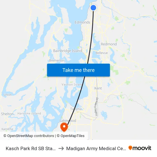 Kasch Park Rd SB Station to Madigan Army Medical Center map