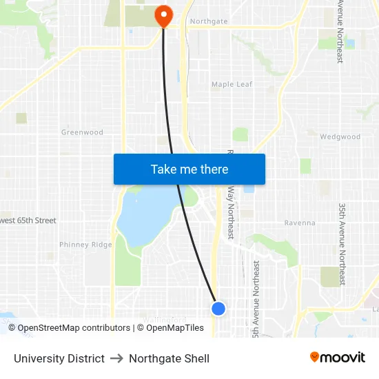 University District to Northgate Shell map