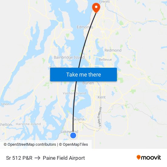 Sr 512 P&R to Paine Field Airport map