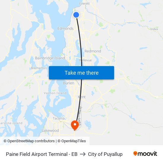Paine Field Airport Terminal - EB to City of Puyallup map