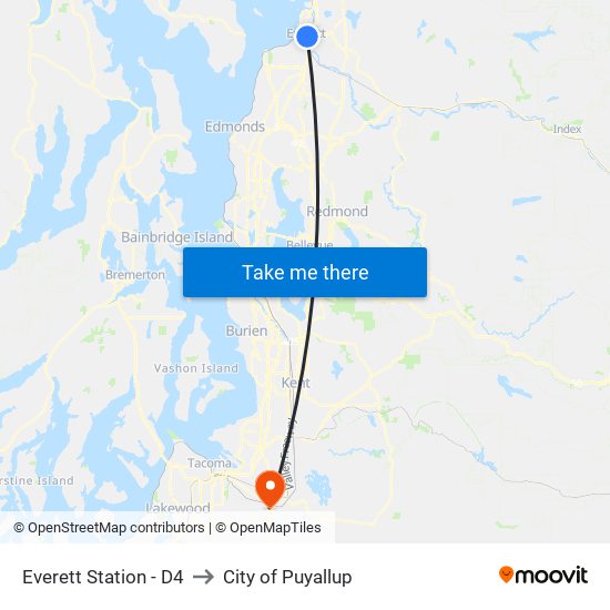 Everett Station - D4 to City of Puyallup map