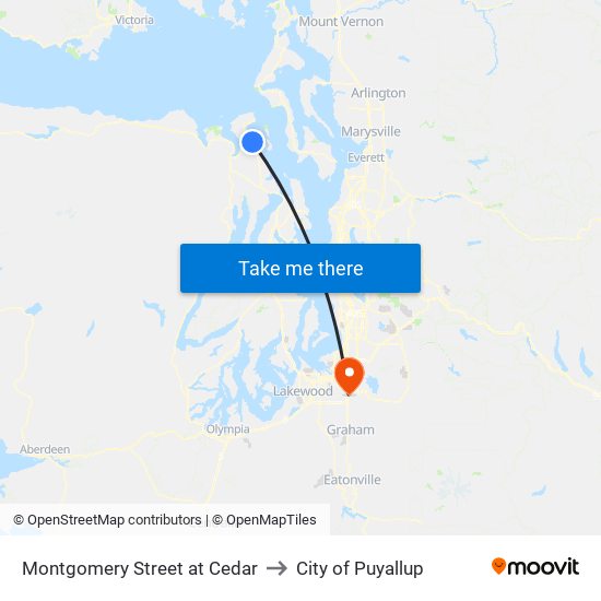 Montgomery Street at Cedar to City of Puyallup map