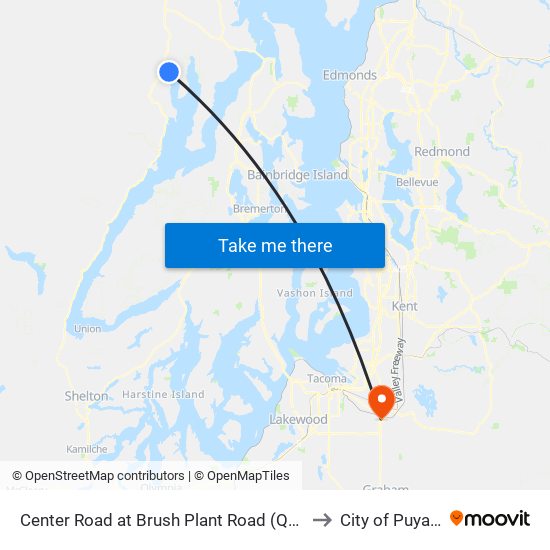 Center Road at Brush Plant Road (Quilcene) to City of Puyallup map