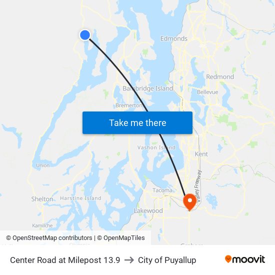 Center Road at Milepost 13.9 to City of Puyallup map