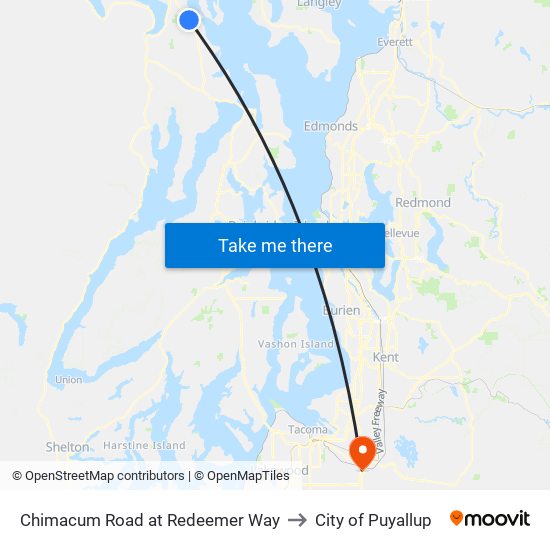 Chimacum Road at Redeemer Way to City of Puyallup map
