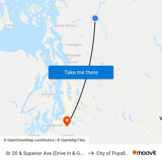 Sr 20 & Superior Ave (Drive In & Gas) to City of Puyallup map