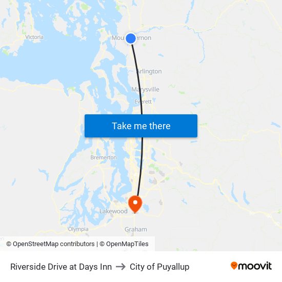 Riverside Drive at Days Inn to City of Puyallup map