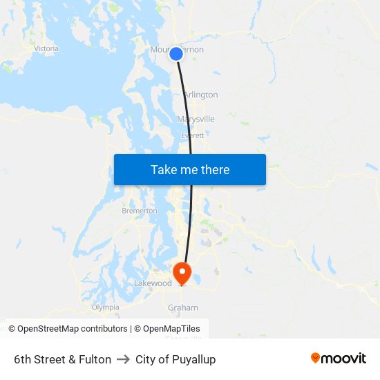 6th Street & Fulton to City of Puyallup map