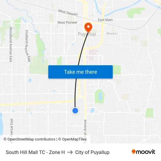 South Hill Mall TC - Zone H to City of Puyallup map