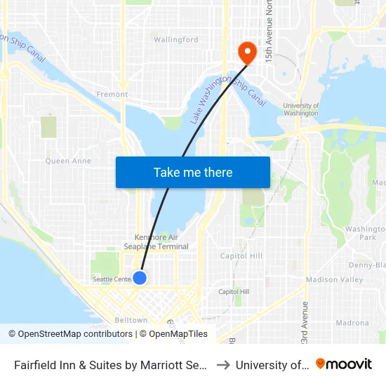 Fairfield Inn & Suites by Marriott Seattle Downtown/Seattle Center to University of Washington map
