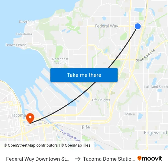 Federal Way Downtown Station - Bay 13 to Tacoma Dome Station - Zone C map
