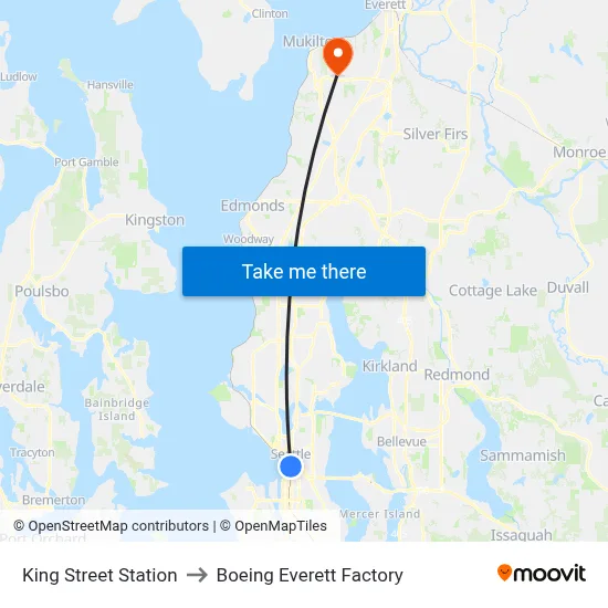 King Street Station to Boeing Everett Factory map