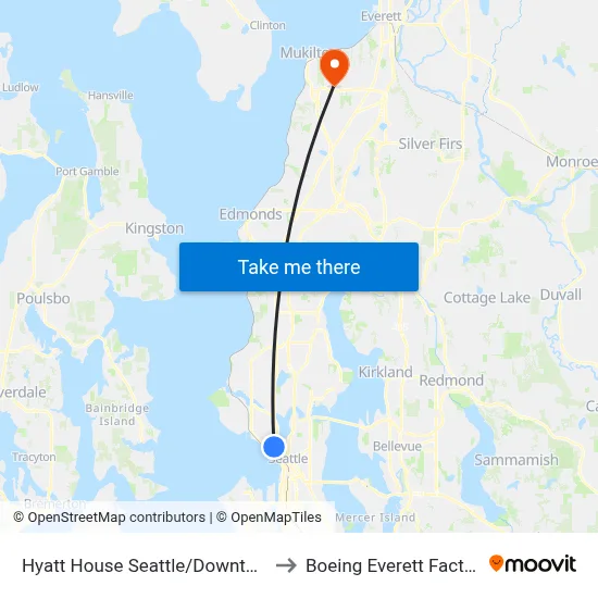 Hyatt House Seattle/Downtown to Boeing Everett Factory map