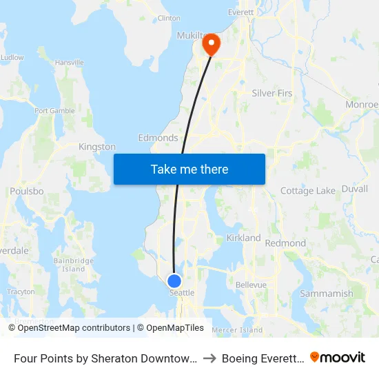 Four Points by Sheraton Downtown Seattle Center to Boeing Everett Factory map