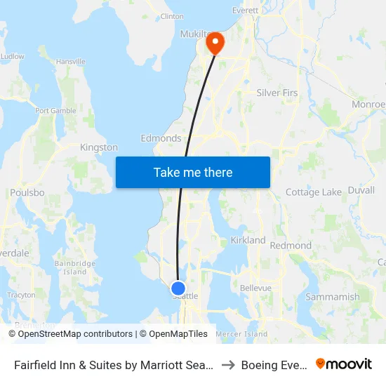 Fairfield Inn & Suites by Marriott Seattle Downtown/Seattle Center to Boeing Everett Factory map