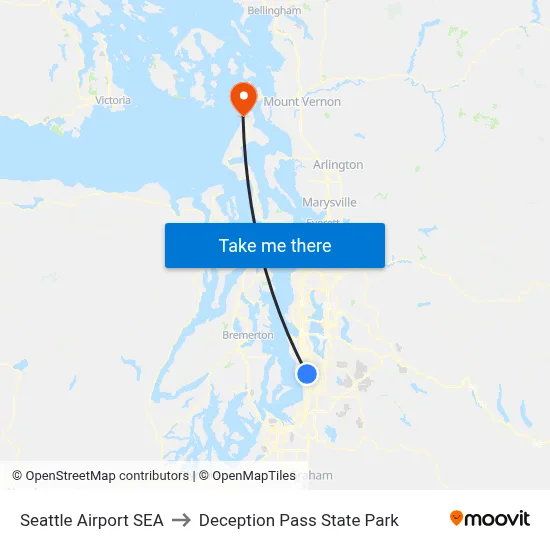 Seattle Airport SEA to Deception Pass State Park map