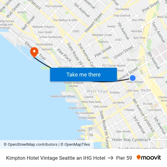 Kimpton Hotel Vintage Seattle an IHG Hotel to Pier 59 map