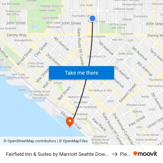Fairfield Inn & Suites by Marriott Seattle Downtown/Seattle Center to Pier 59 map