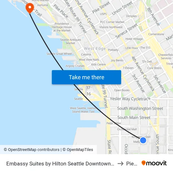Embassy Suites by Hilton Seattle Downtown Pioneer Square to Pier 59 map