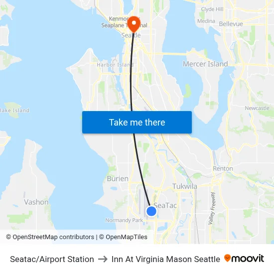 Seatac/Airport Station to Inn At Virginia Mason Seattle map