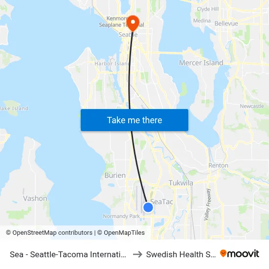 Sea - Seattle-Tacoma International Airport to Swedish Health Services map