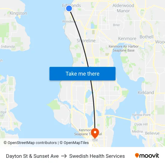 Dayton St & Sunset Ave to Swedish Health Services map