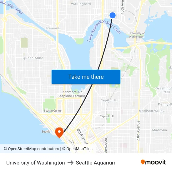 University of Washington to Seattle Aquarium map