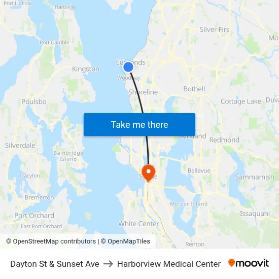 Dayton St & Sunset Ave to Harborview Medical Center map