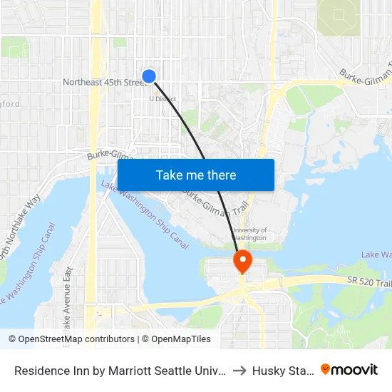 Residence Inn by Marriott Seattle University District to Husky Stadium map