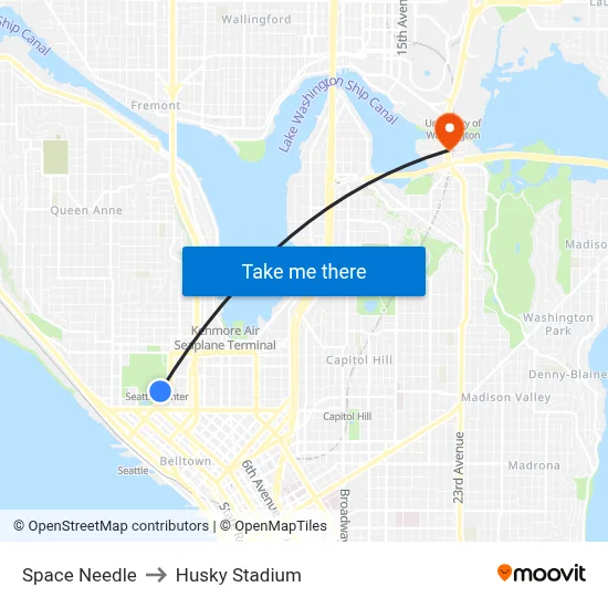 Space Needle to Husky Stadium map