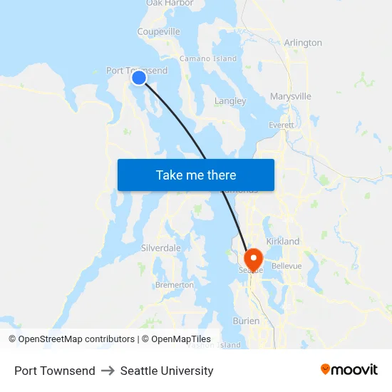 Port Townsend to Seattle University map