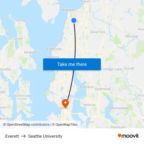 Everett to Seattle University map