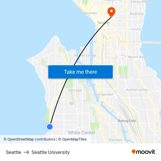 Seattle to Seattle University map